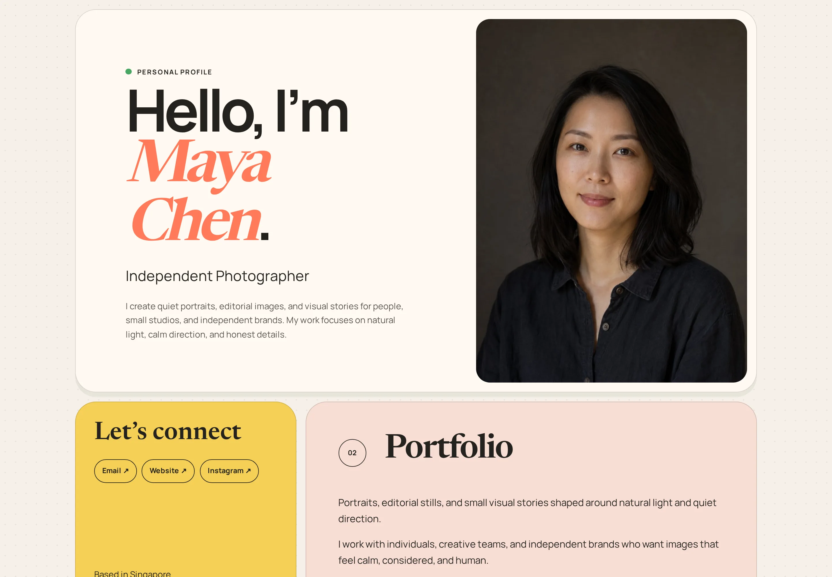 Screenshot of Maya Chen's Get My Identity profile